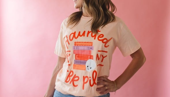 Haunted By My TBR Pile - Pippi Tee - Peachy Pink gallery