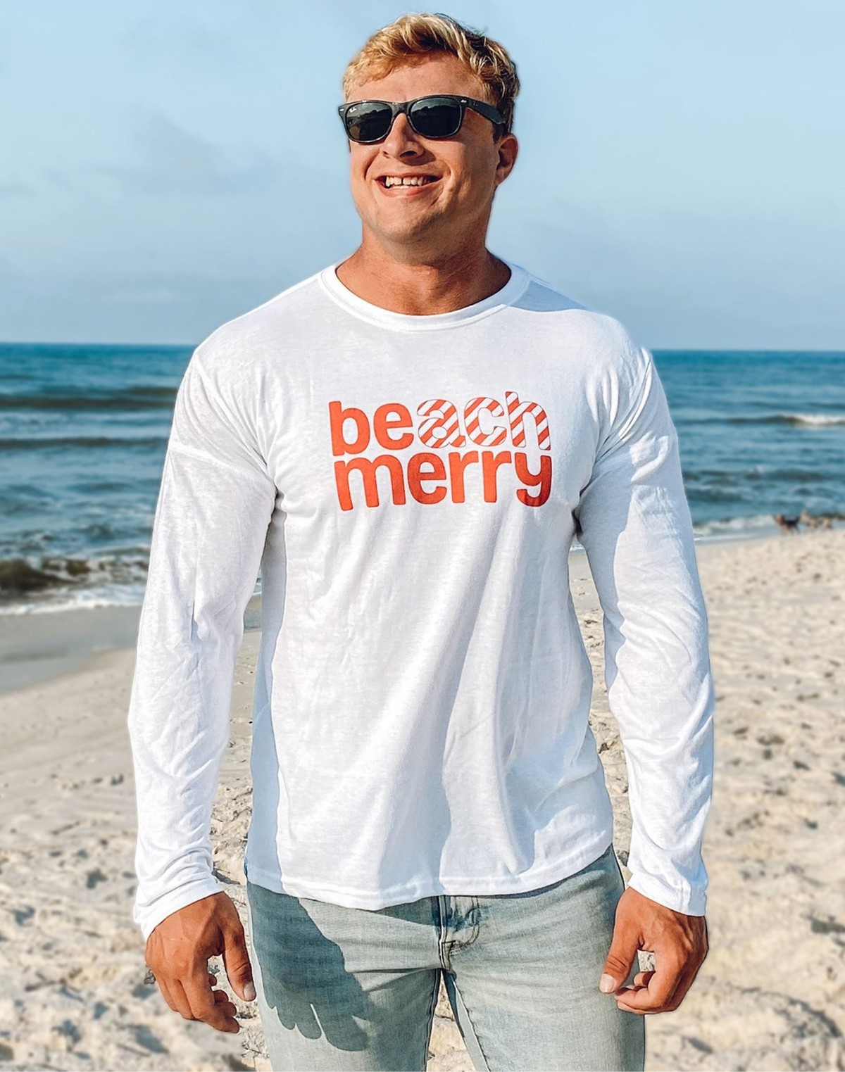 Beach Merry Stripes Long Sleeve Tee - Men - White item
