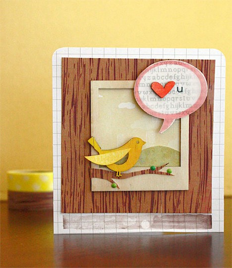 Love you bird woodgrain card