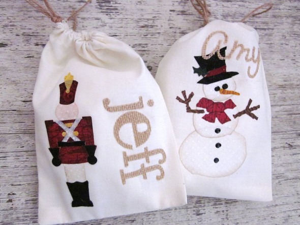 Gift Bags - Made from the kit muslin drawstring bags. by scrappergrl gallery