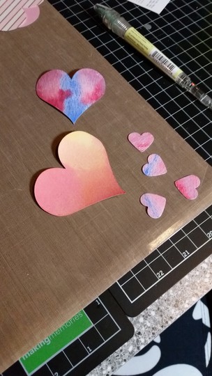 Water colored hearts