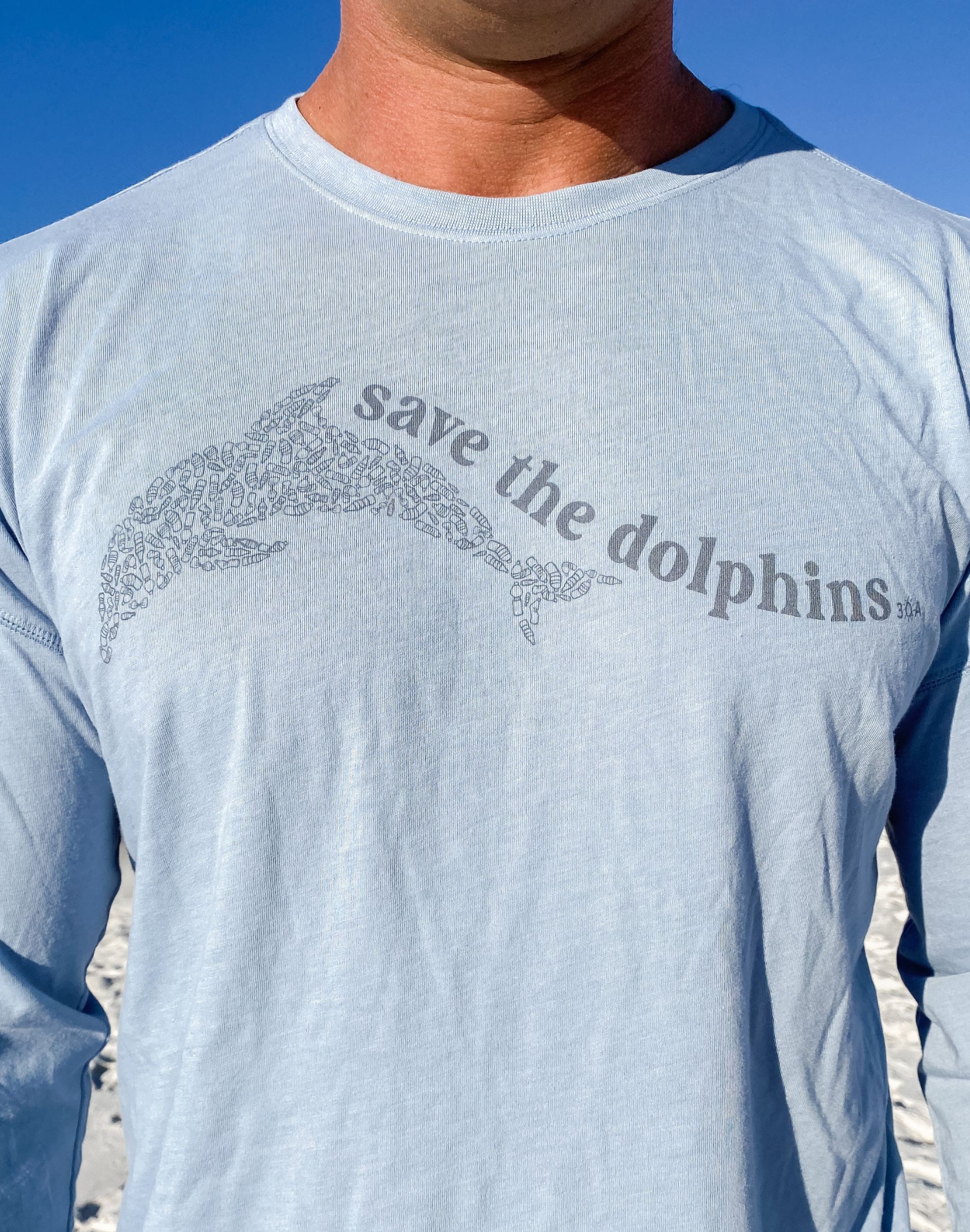 Save the Dolphins Men Long Sleeve Tee - Dusty Blue - 30A Gear