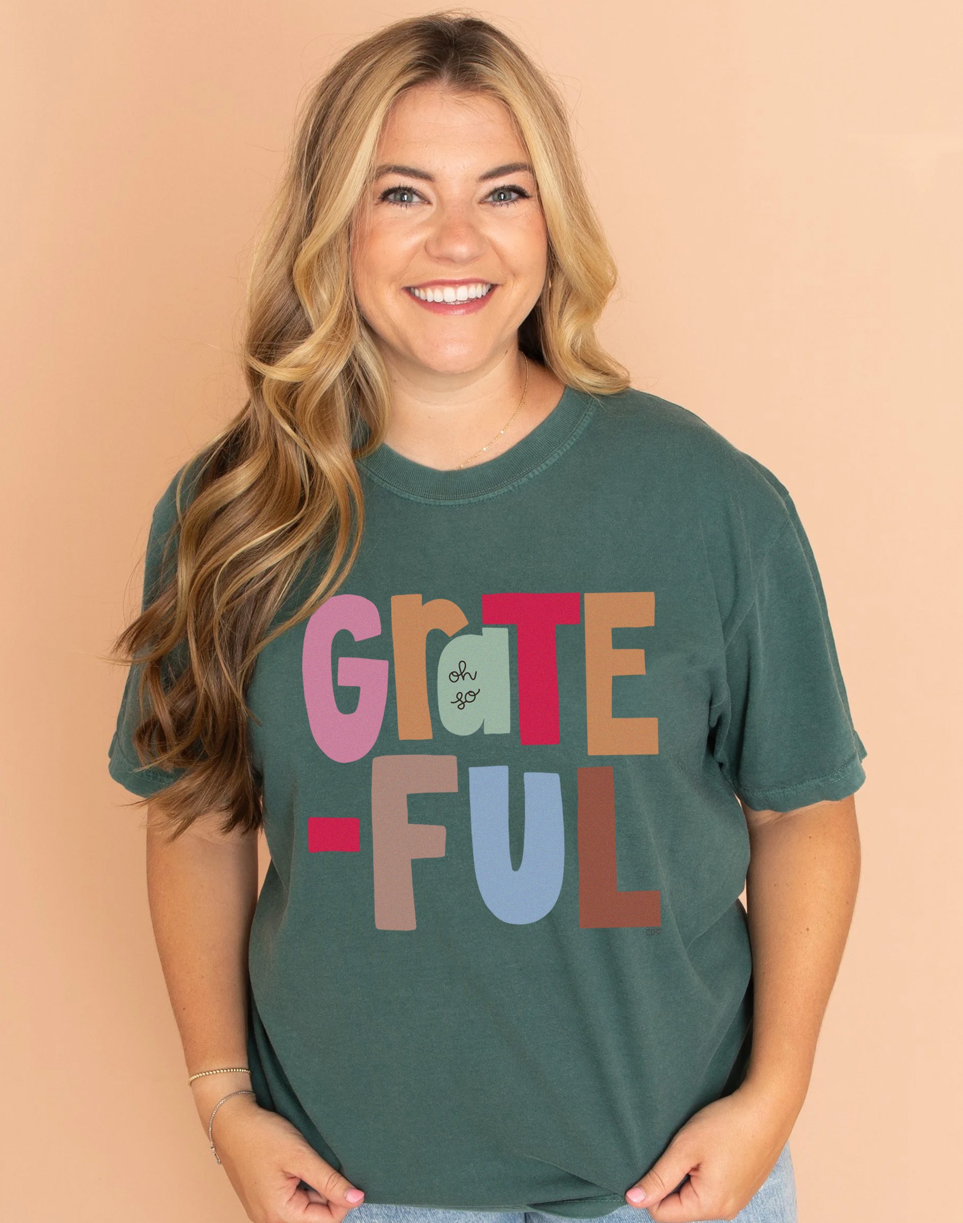 Oh So Grateful Tee Blue Spruce Callie Danielle Shop