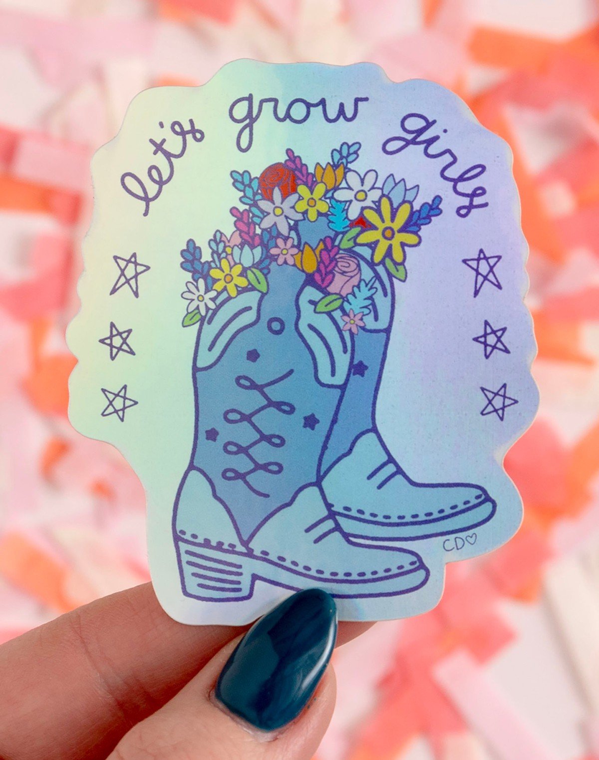 Let's Grow Girls Holographic Decal Sticker item