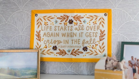 Life Starts in the Fall Embroidered Canvas Banner gallery