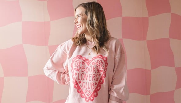 Book Lovers Club Corded Sweatshirt - Blush gallery