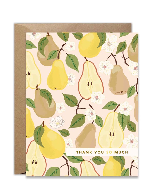 Thank You So Much Pear Greeting Card, 1 of 1