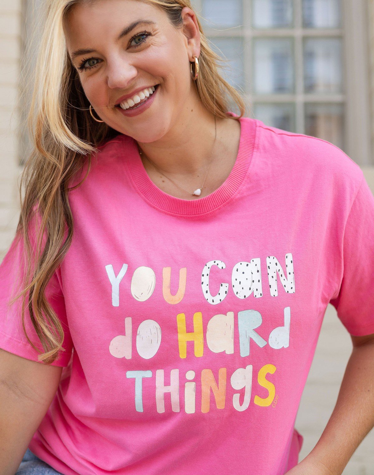 You Can Do Hard Things Callie Tee - Pink item