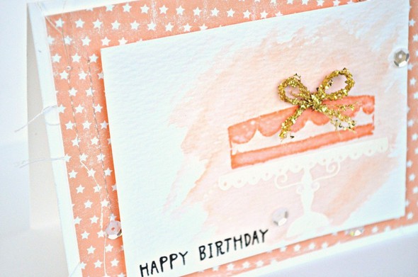 watercolor happy birthday with a gold bow by Nnylyssim gallery
