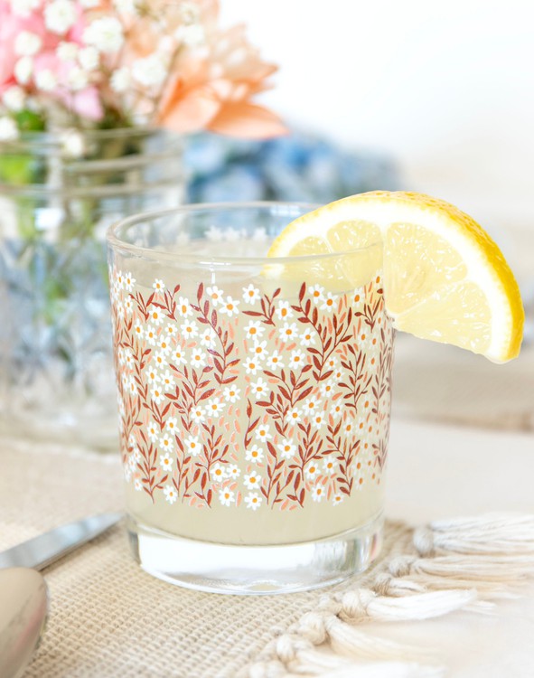 Pink Daisy Short Juice Glass