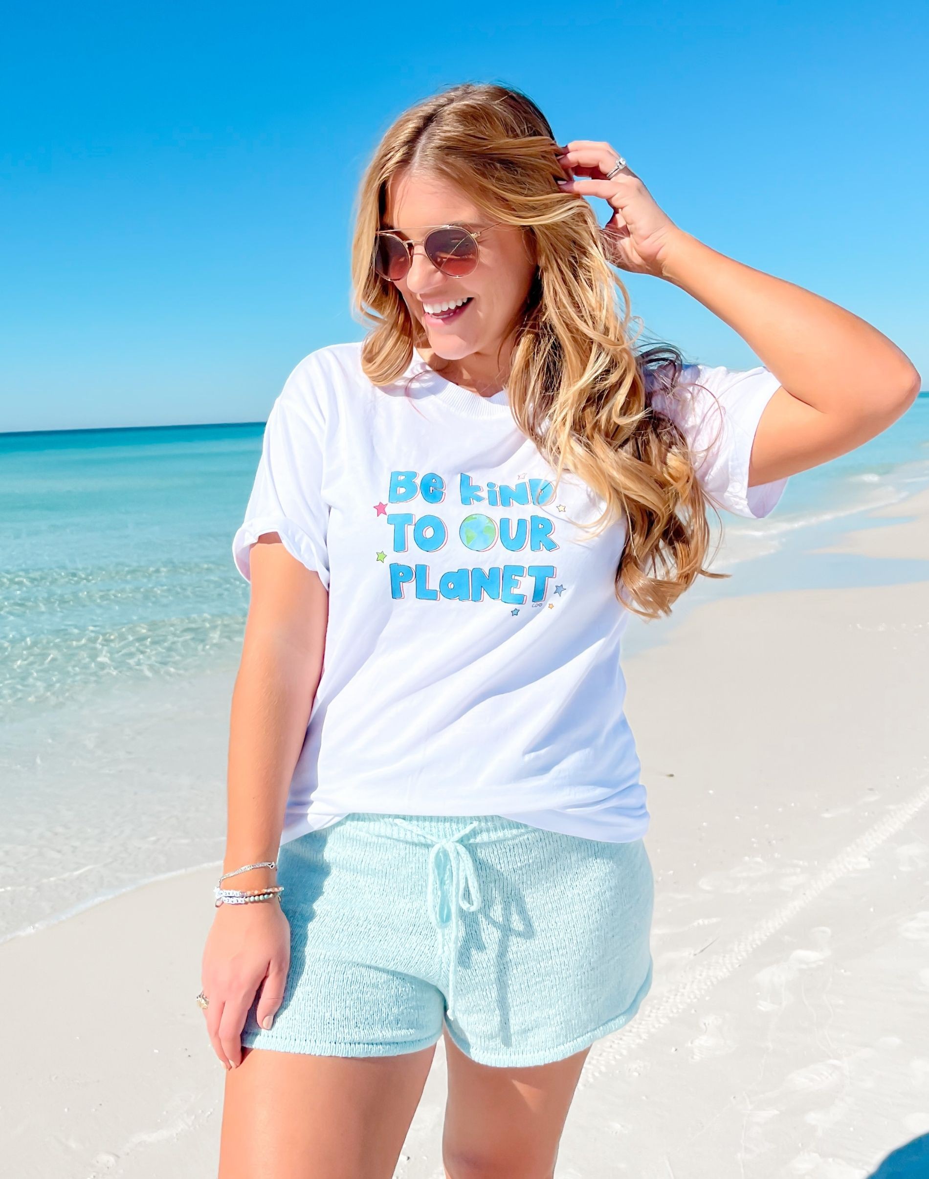 Be Kind to Our Planet Callie Tee - White image