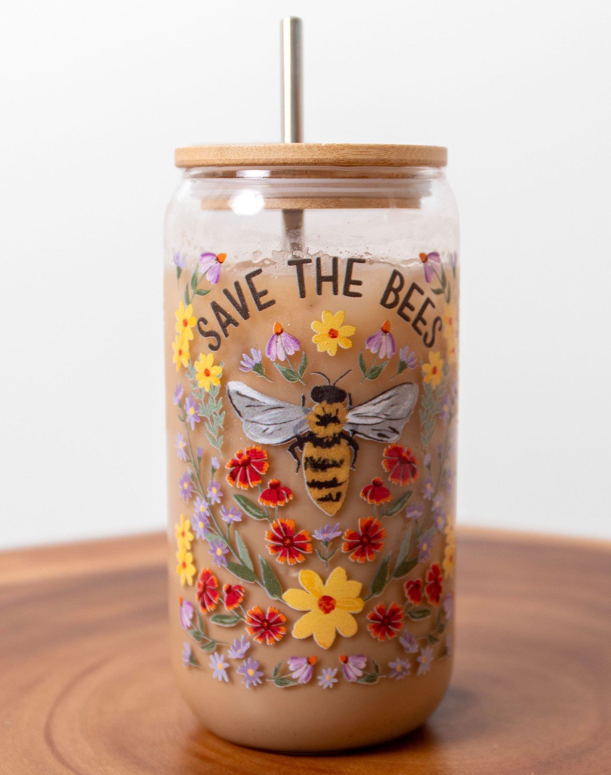 Save the Bees Glass Can item