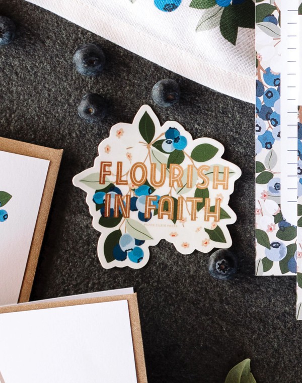 Flourish In Faith Blueberry Decal sticker, 1 of 1