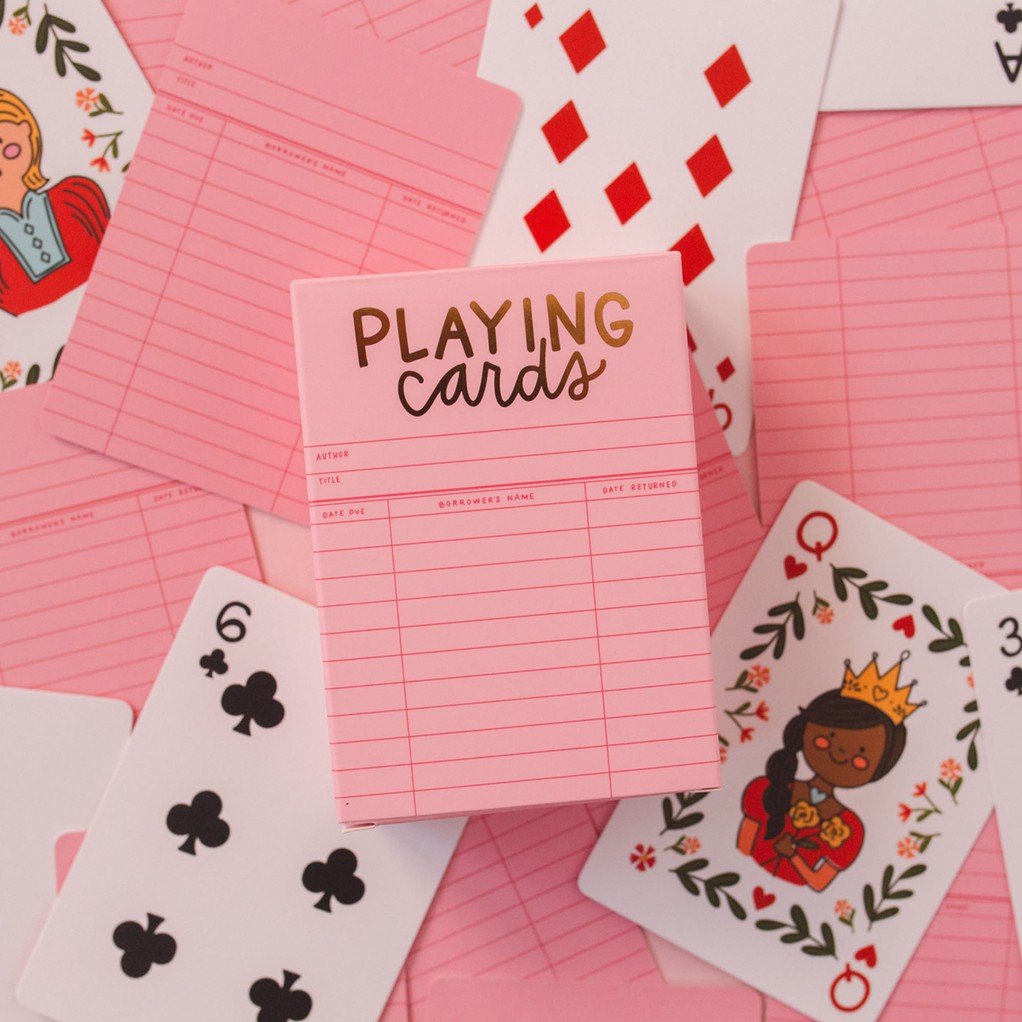 Pink Library Card Deck Of Playing Cards item