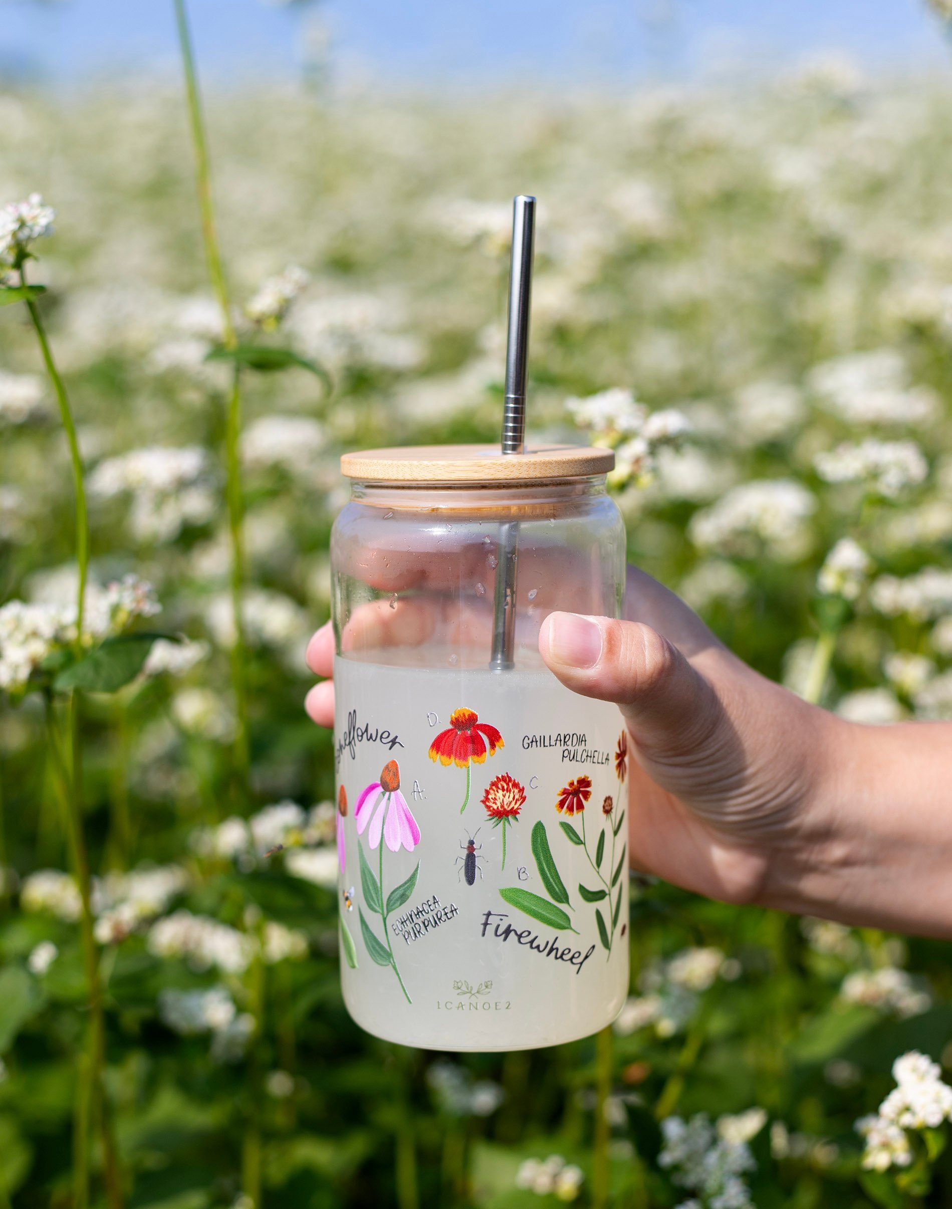 Wildflower Bouquet Trio, 16 oz Can Glass Tumbler, Iced Coffee Glass, Flower  Glassware, Floral Design Cup