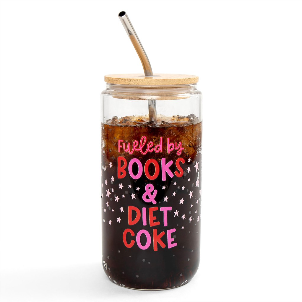 Fueled By Books And Diet Coke Glass Can item
