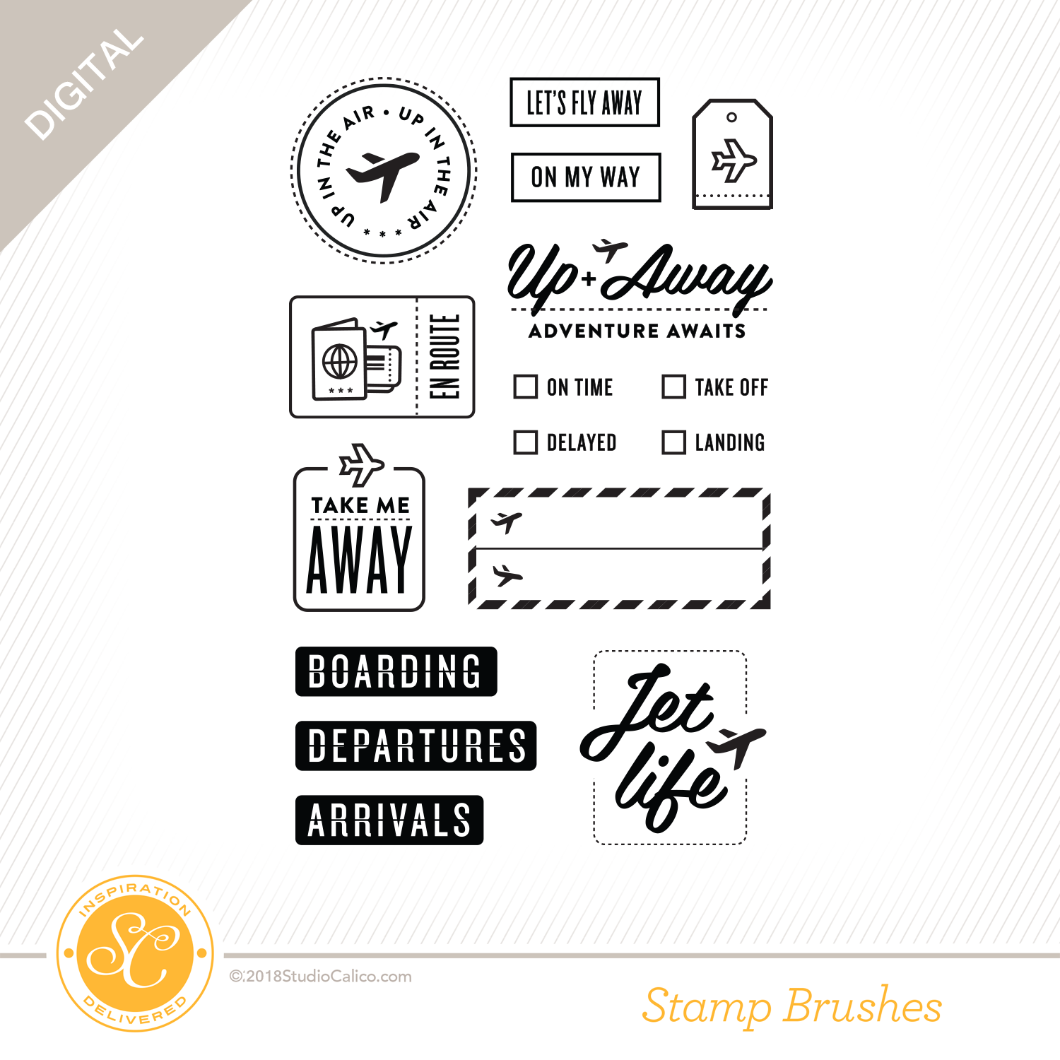 Bookish Digital Up + Away Stamp - Studio Calico