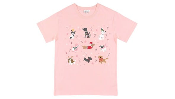 Christmas Dogs - Youth Pippi Tee - Blush gallery