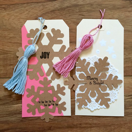 Pink / Kraft Christmas tags 
