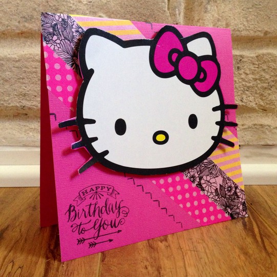 Hello Kitty Birthday Card (upcycled kitty)