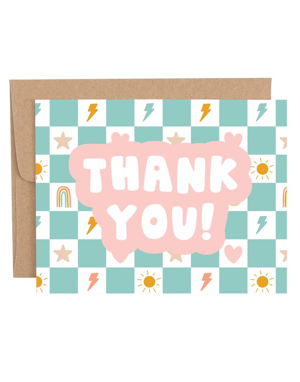 ファッション人気ブランドランキング Checkerboard Icons Thank You Greeting Card - Callie Danielle トップス
