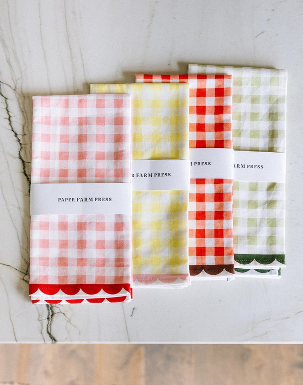 Yellow Gingham Scalloped Tea Towel, 10 of 11