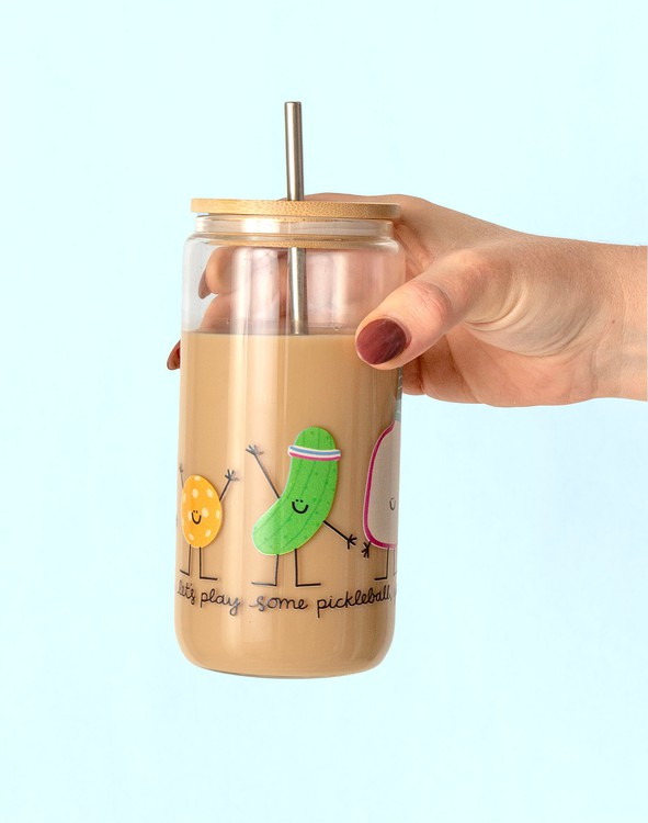 Pickleball Characters Glass Can Callie Danielle Shop