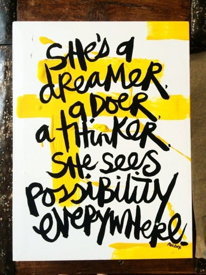 Brush Script | She's a dreamer, a doer.