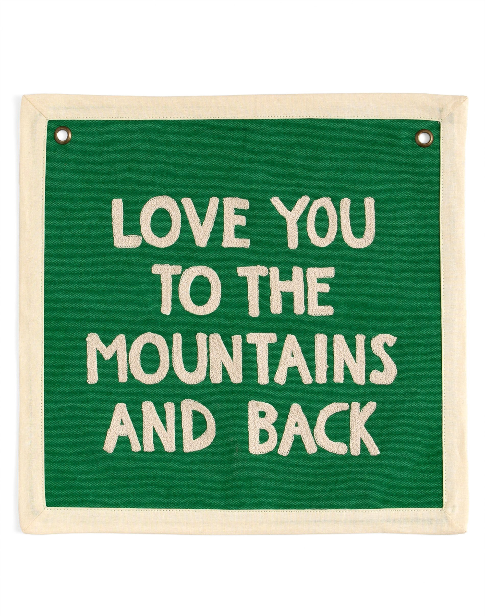 Mountains And Back Embroidered Canvas Banner - 1canoe2