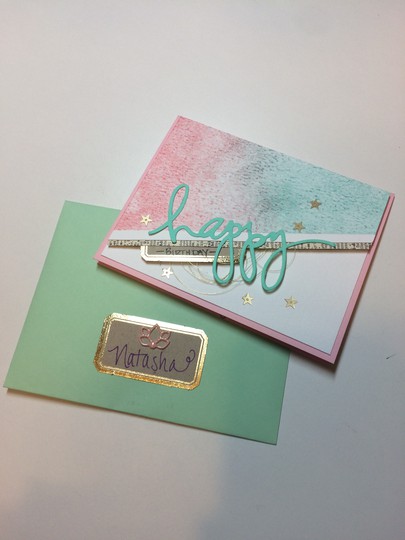Mint and Pink Birthday Card