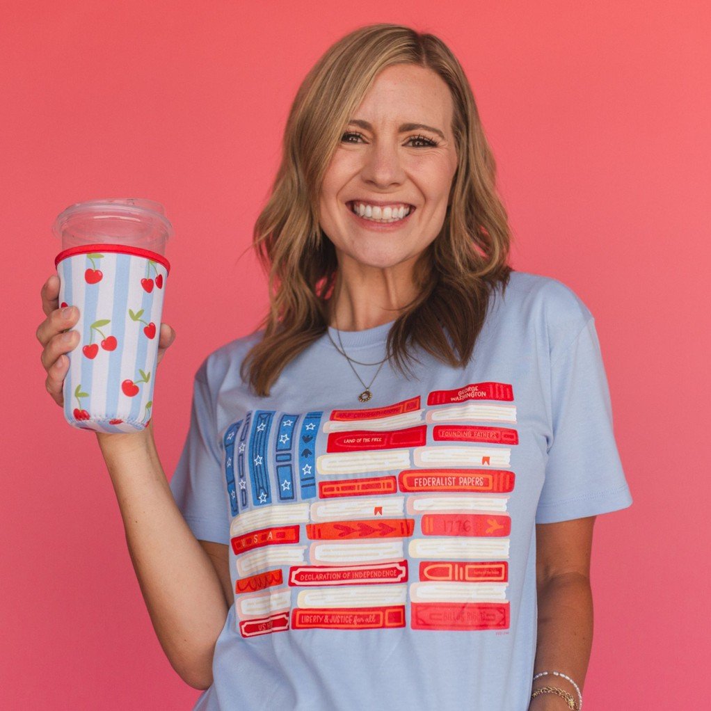 American Flag Books Tee - Hydrangea  item