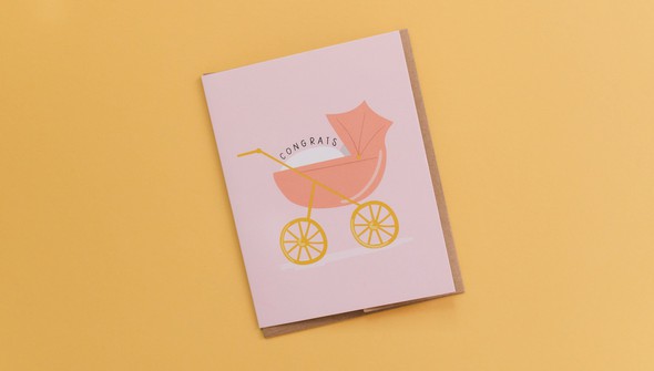 Pink Baby Carriage Greeting Card gallery